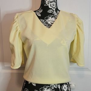 Ashley Top Puffed-sleeve One Size Small to Medium - Light Yellow
